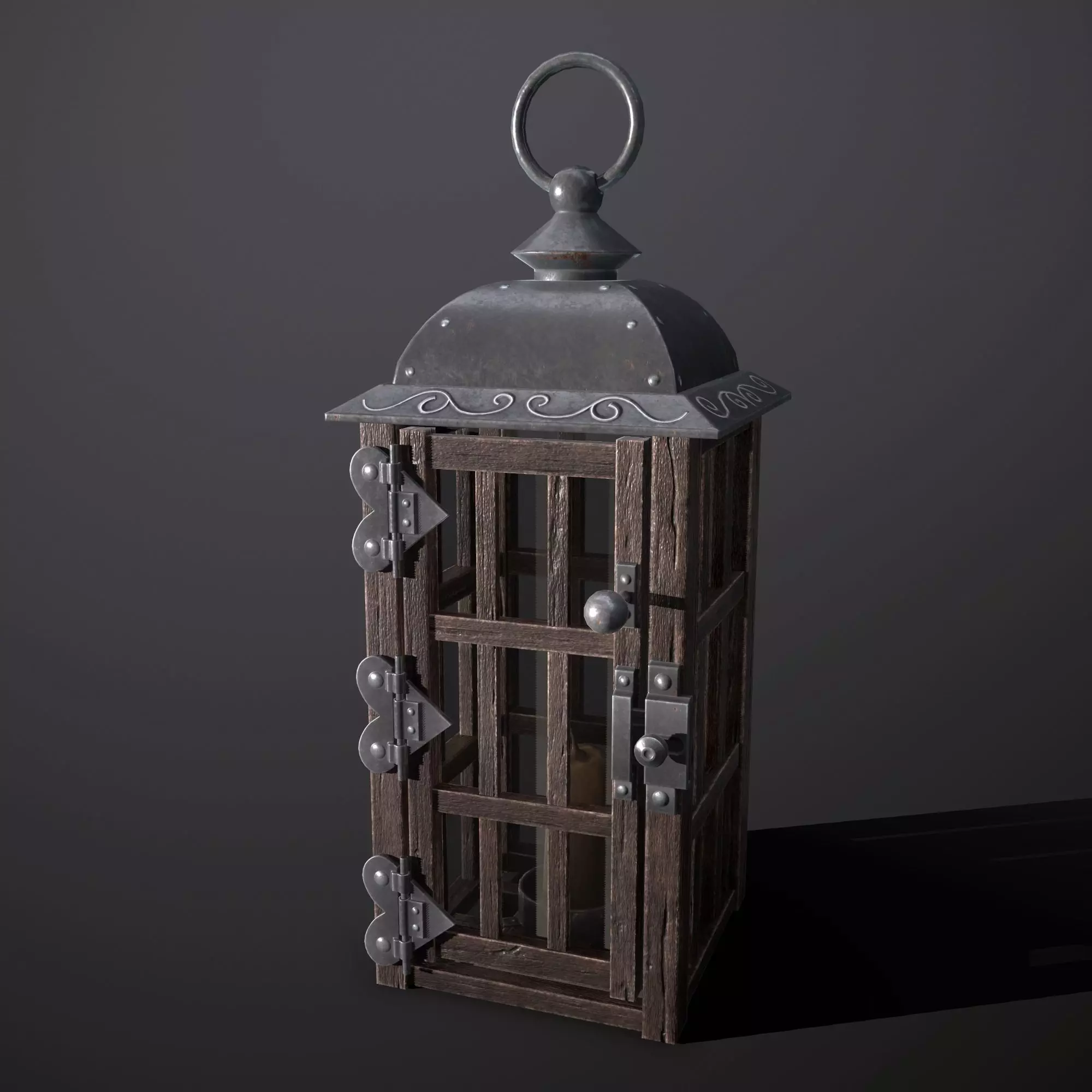 wooden lamp Low-poly 3D model_0