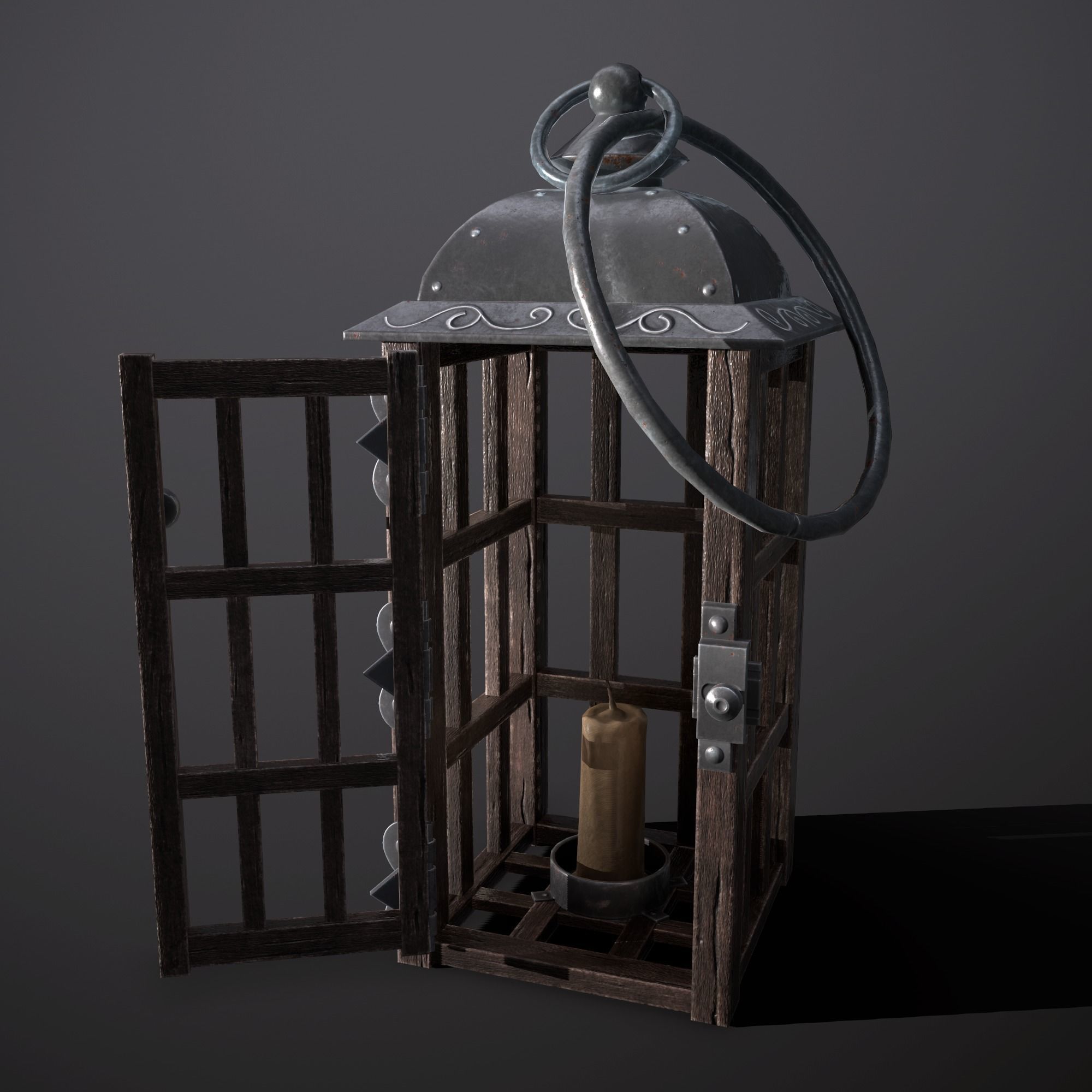 wooden lamp Low-poly 3D model_9