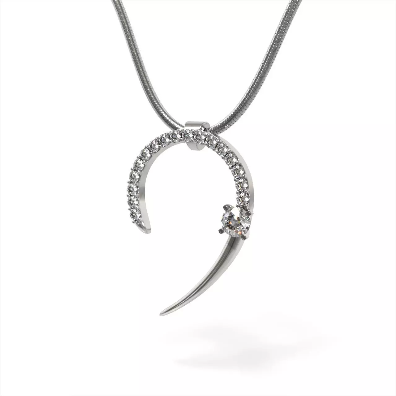 Pendant with diamonds on silver chain 3D print model_0
