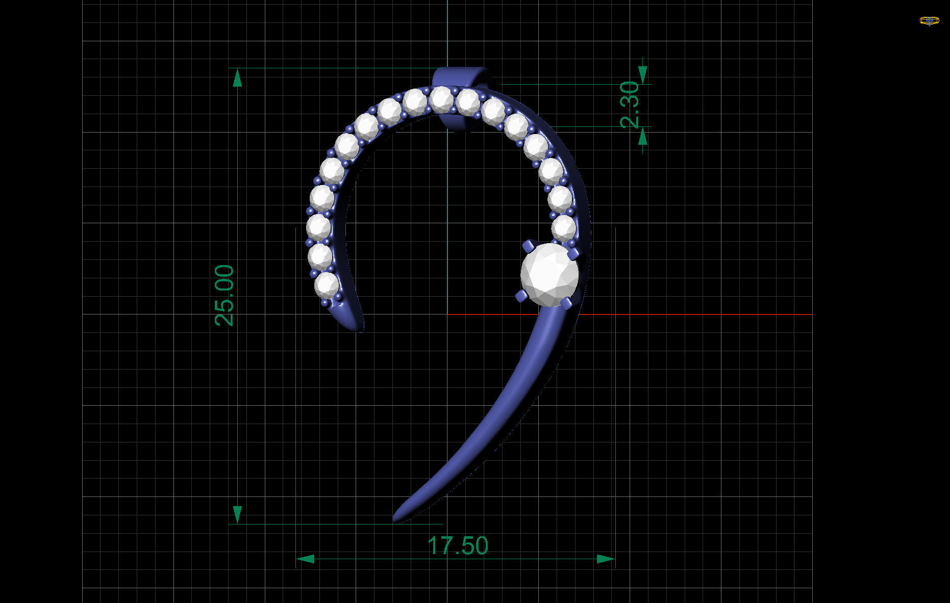 Pendant with diamonds on silver chain 3D print model_1