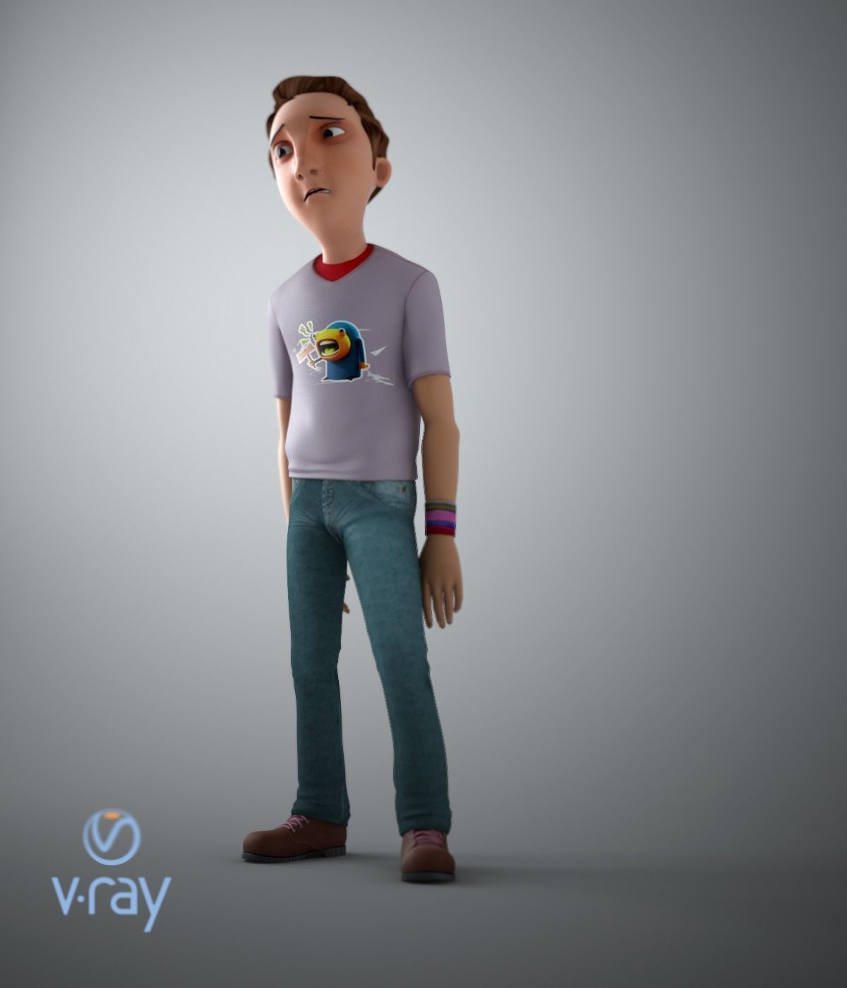 Animated Cartoon Character Rigged Low-poly 3D model_7