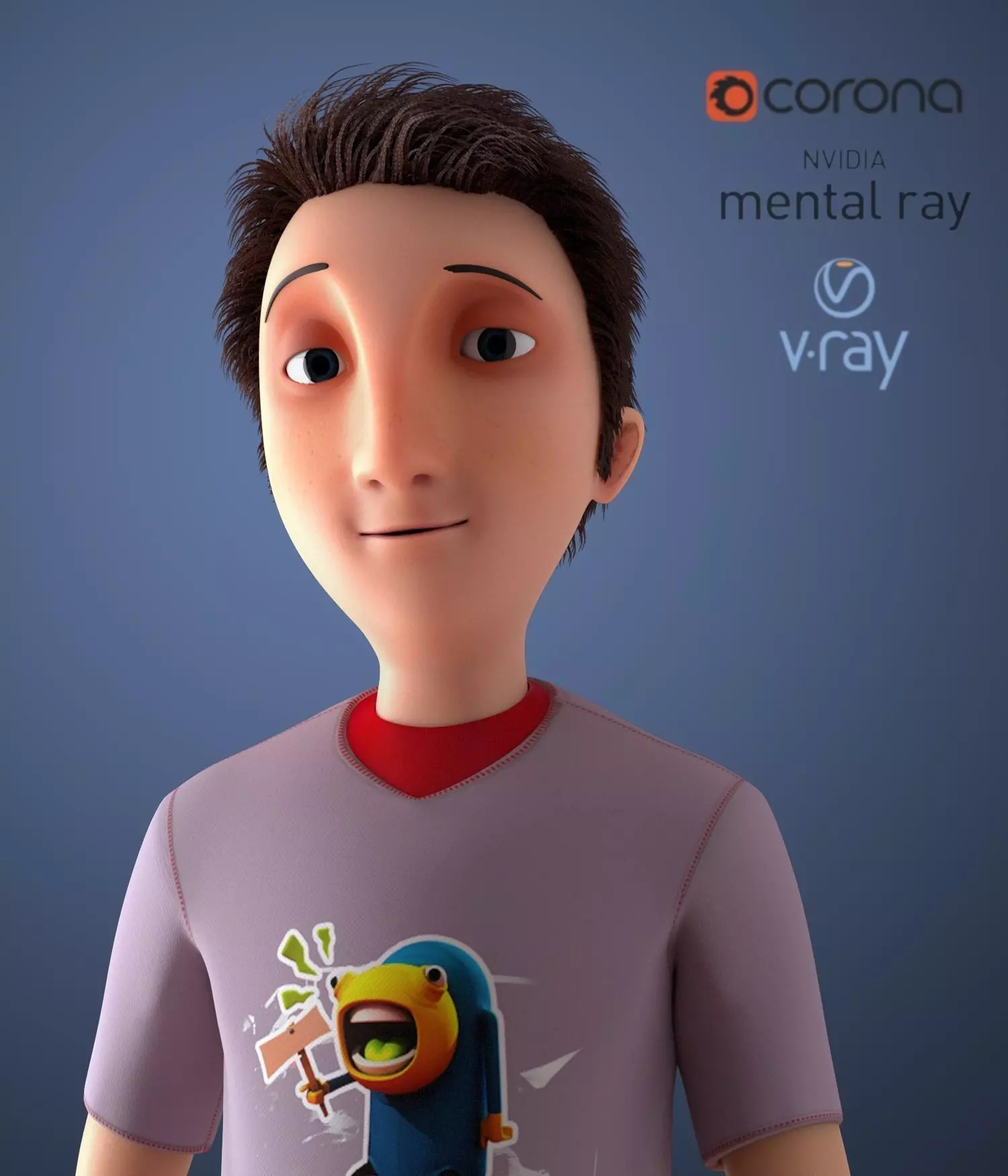 Animated Cartoon Character Rigged Low-poly 3D model_0