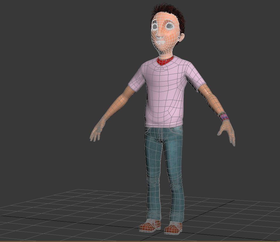 Animated Cartoon Character Rigged Low-poly 3D model_8