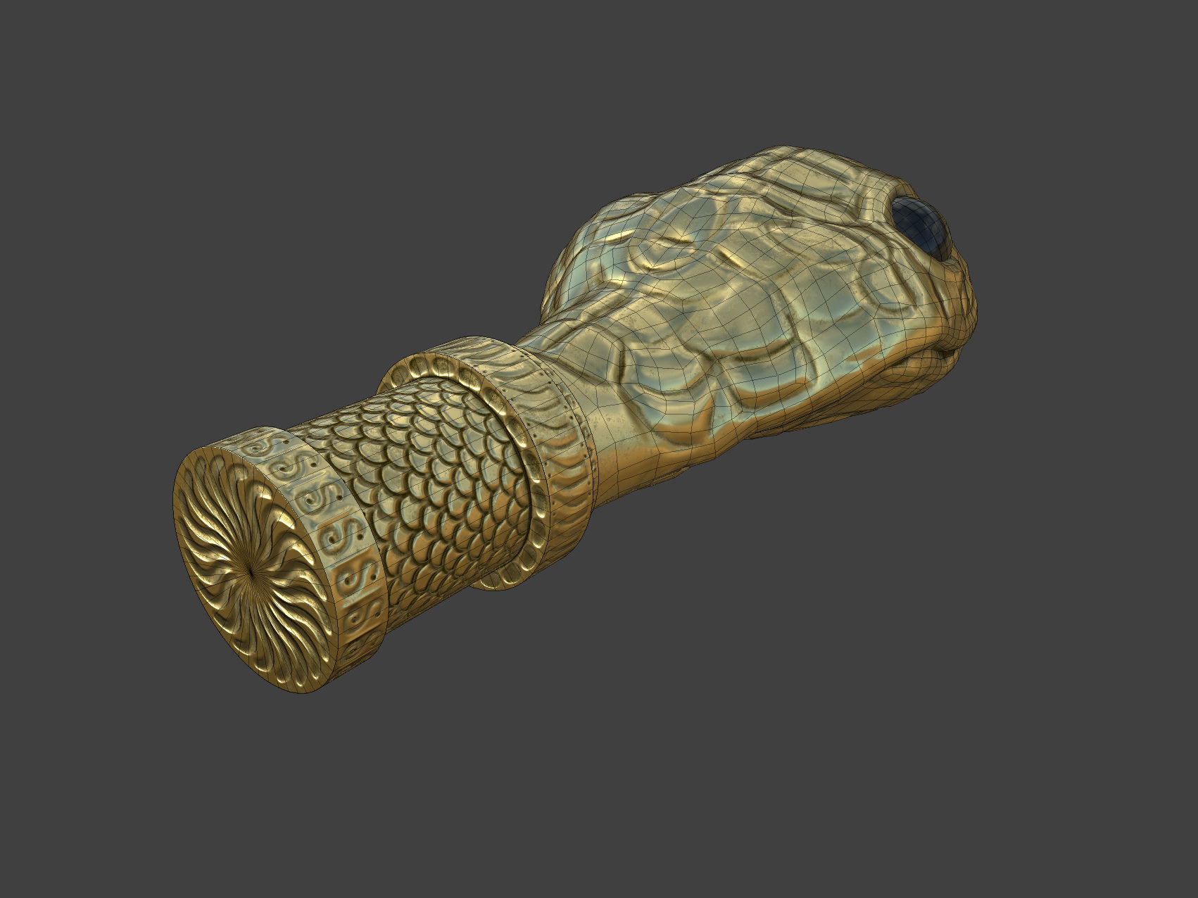 Snake head ornament - LODs and PBR - GameReady Low-poly 3D model_10