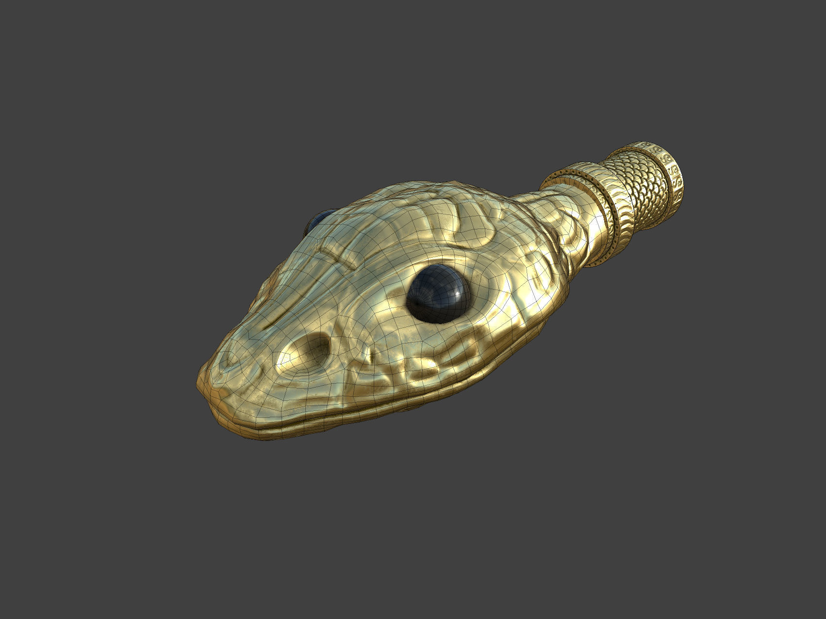Snake head ornament - LODs and PBR - GameReady Low-poly 3D model_9