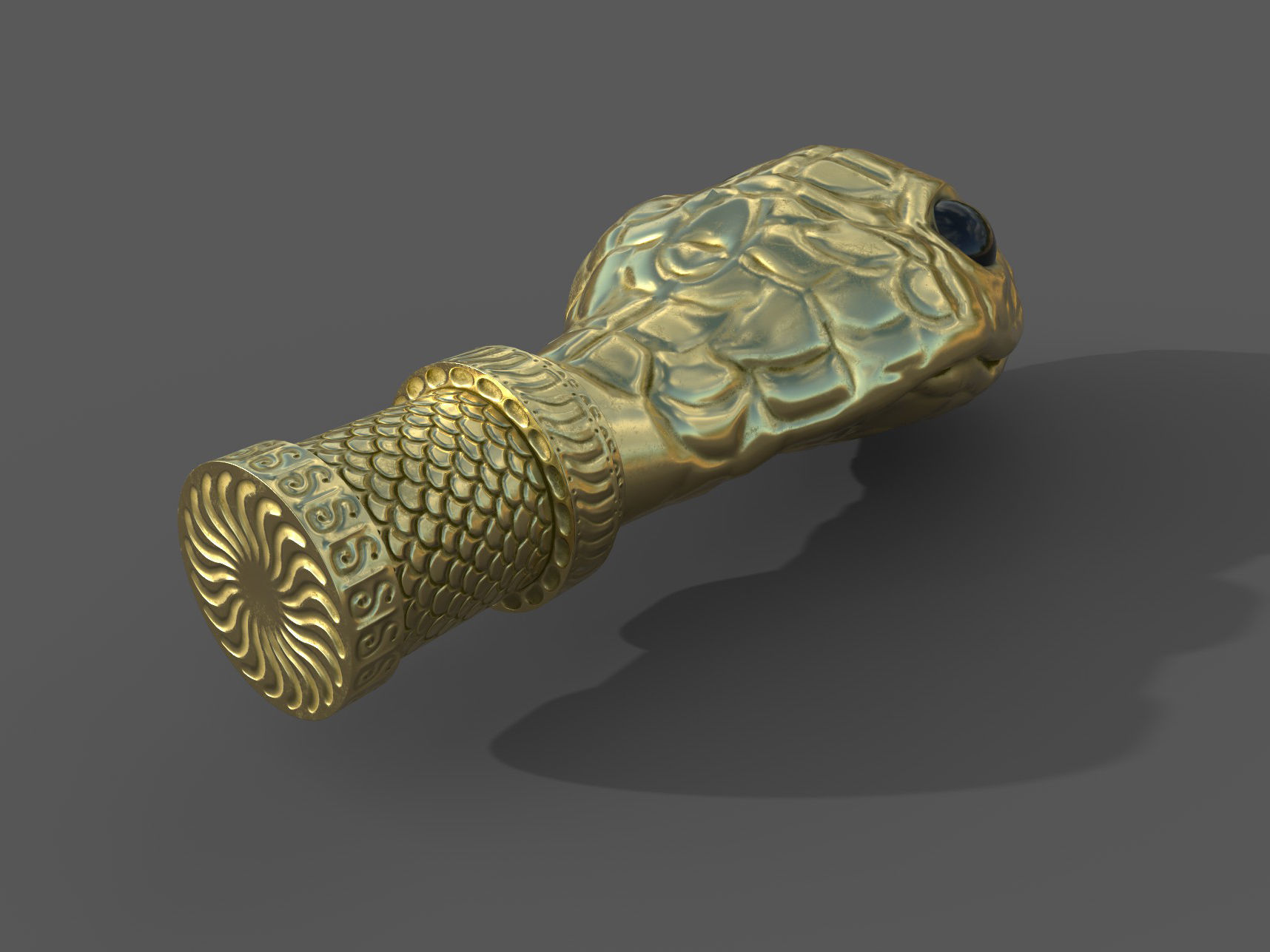 Snake head ornament - LODs and PBR - GameReady Low-poly 3D model_1
