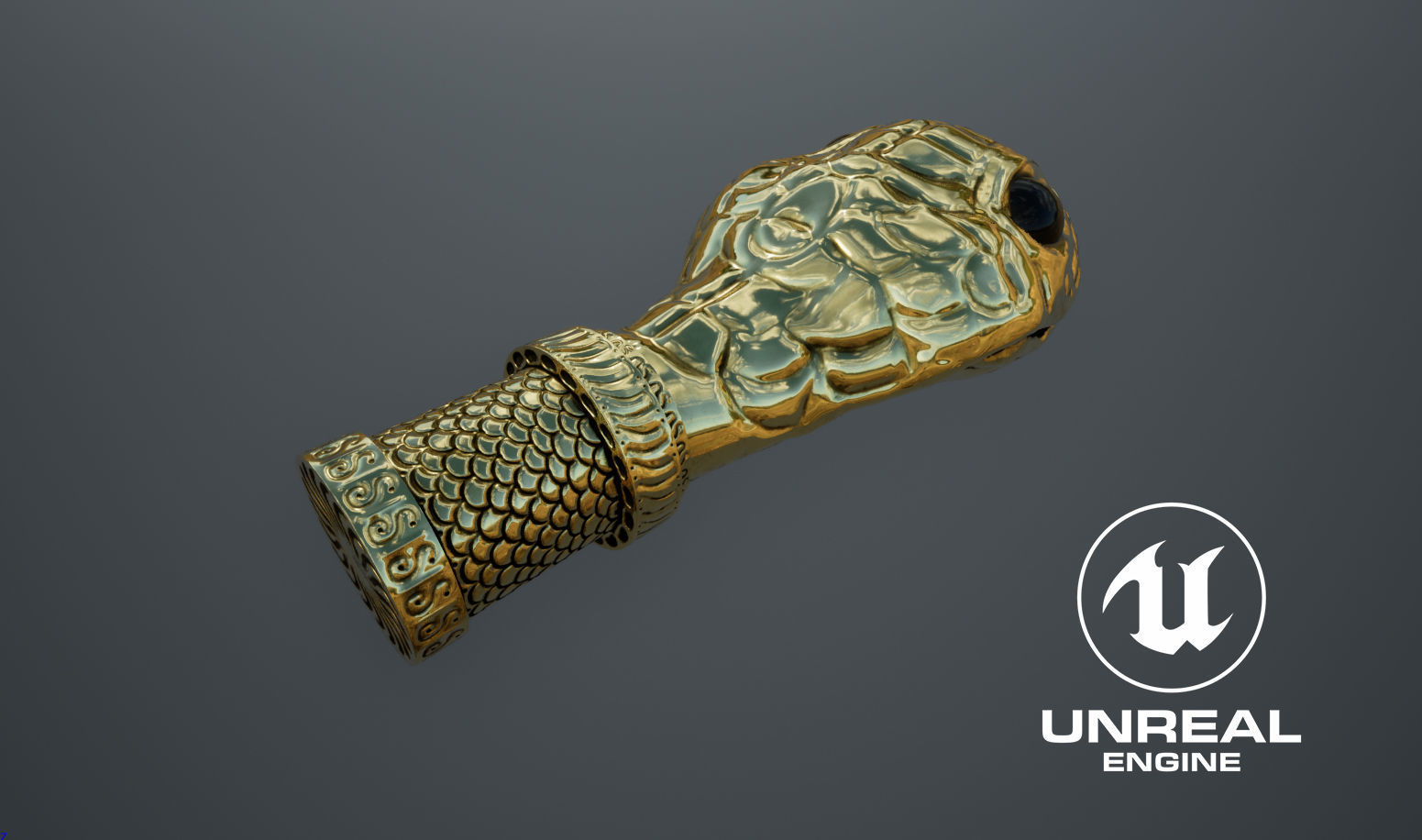 Snake head ornament - LODs and PBR - GameReady Low-poly 3D model_5