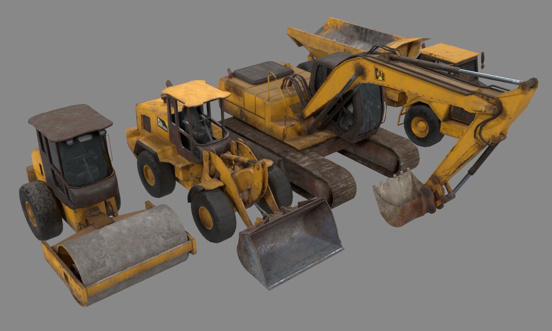 Construction Vehicle pack Low-poly 3D model_1