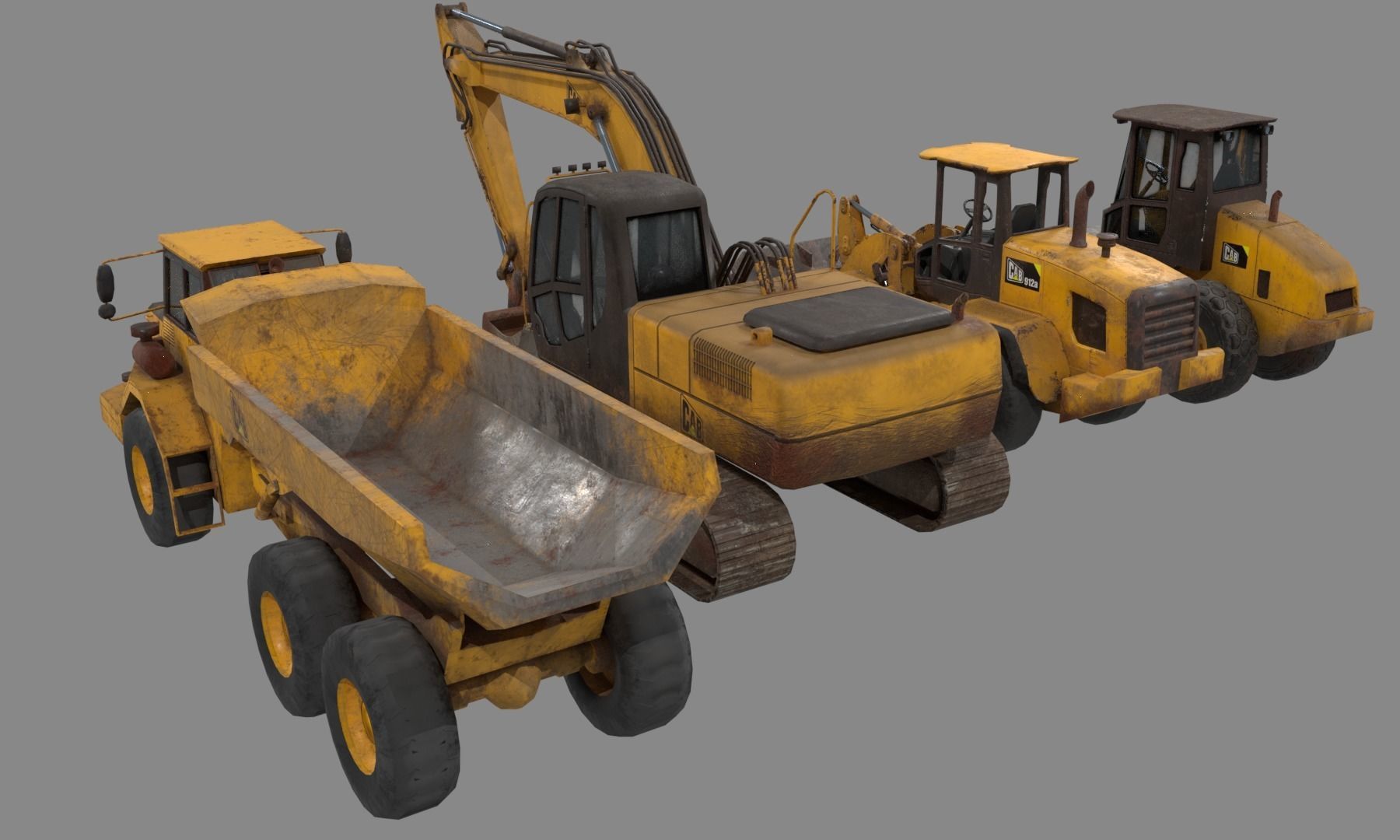Construction Vehicle pack Low-poly 3D model_3