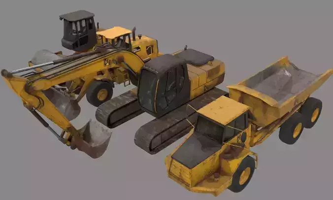 Construction Vehicle pack Low-poly 3D model
