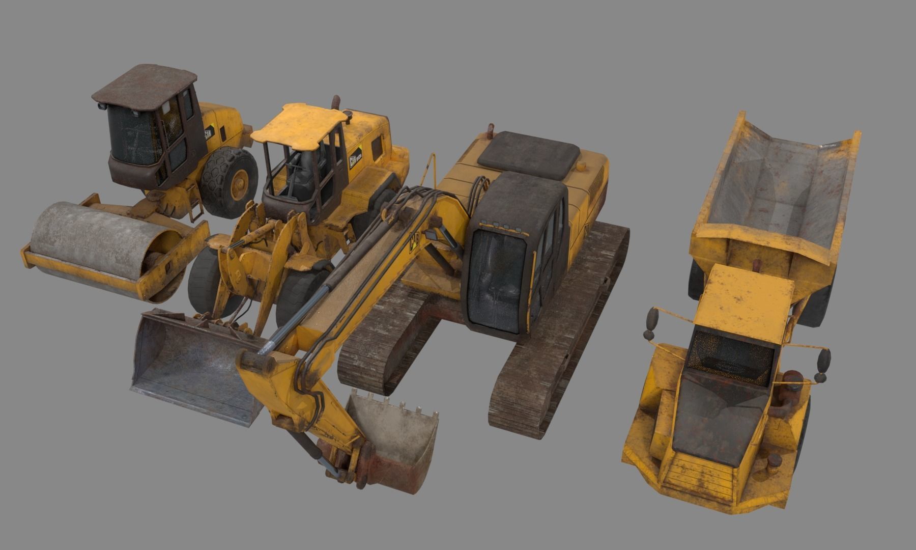 Construction Vehicle pack Low-poly 3D model_4