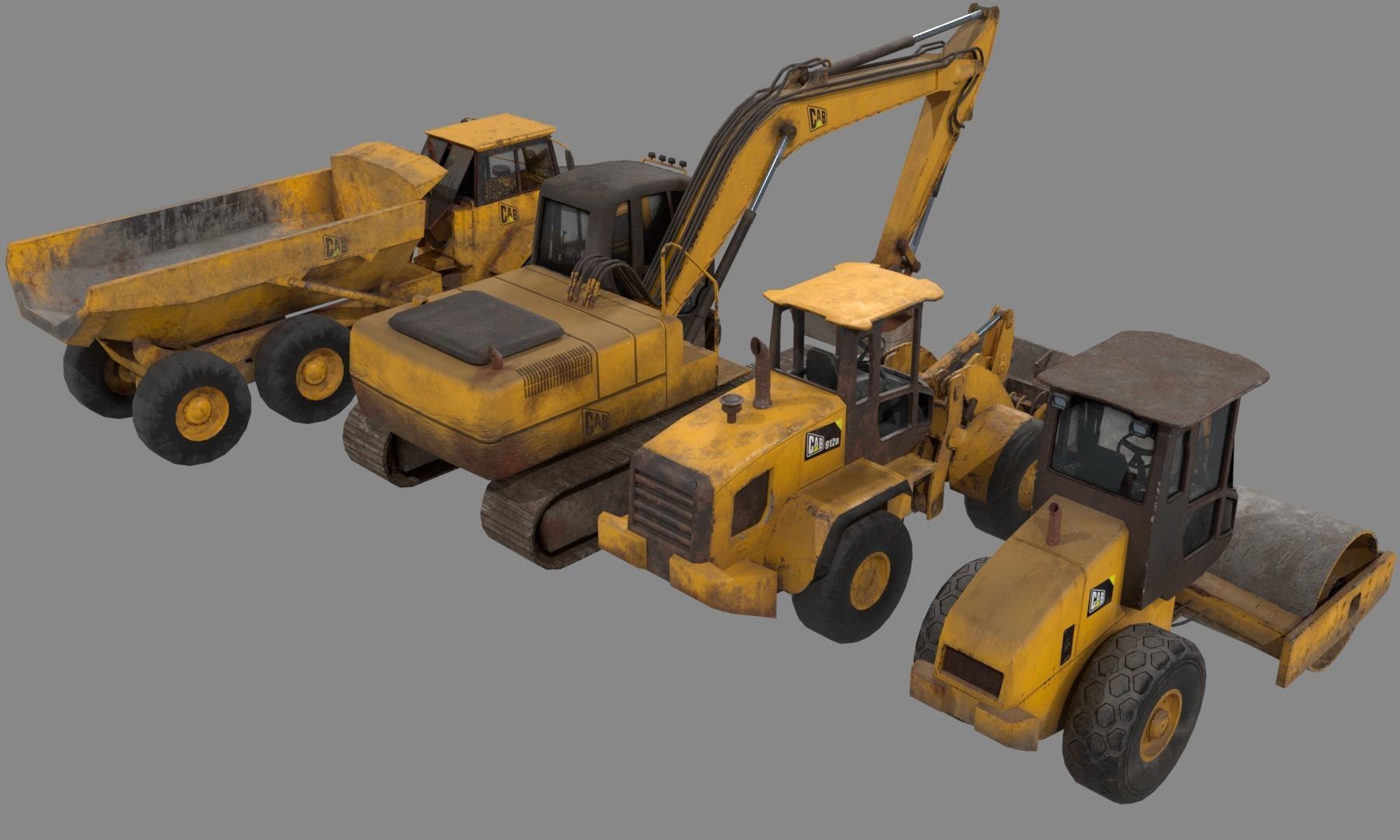Construction Vehicle pack Low-poly 3D model_2