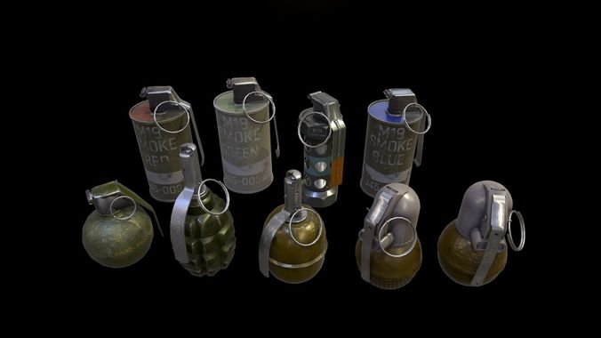 Grenades Pack Low-poly 3D model