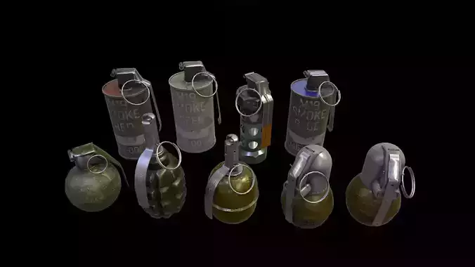Grenades Pack Low-poly 3D model