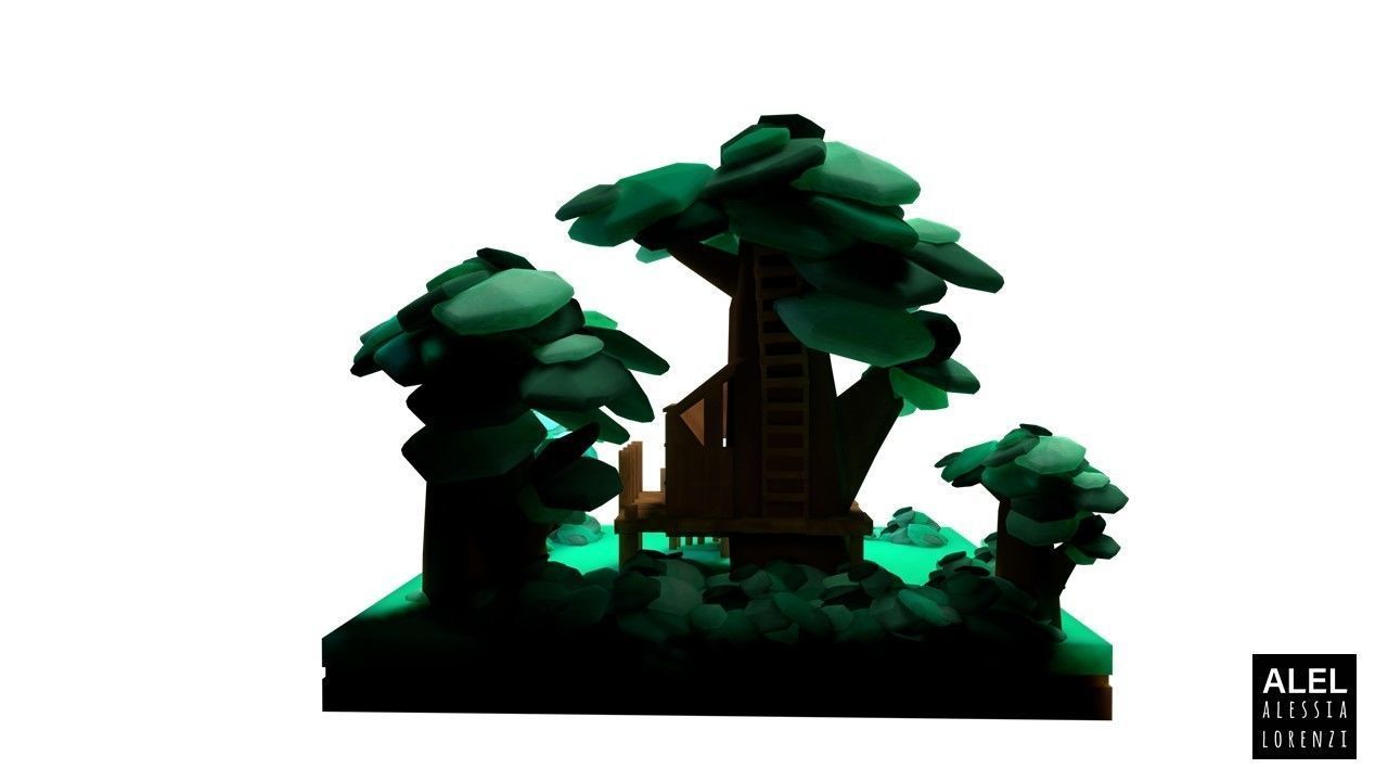 customizable low poly house and tree  SET Low-poly 3D model_12