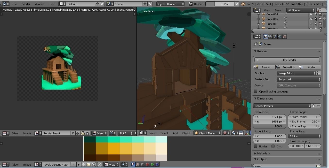 customizable low poly house and tree  SET Low-poly 3D model_20