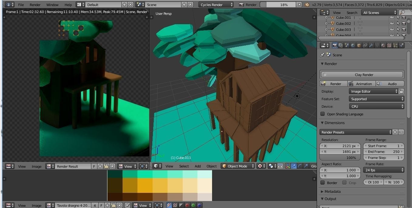 customizable low poly house and tree  SET Low-poly 3D model_21