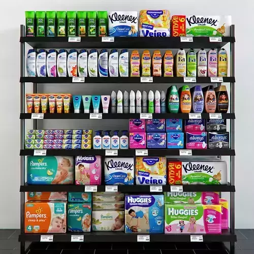 Rack with hygiene products 3D model