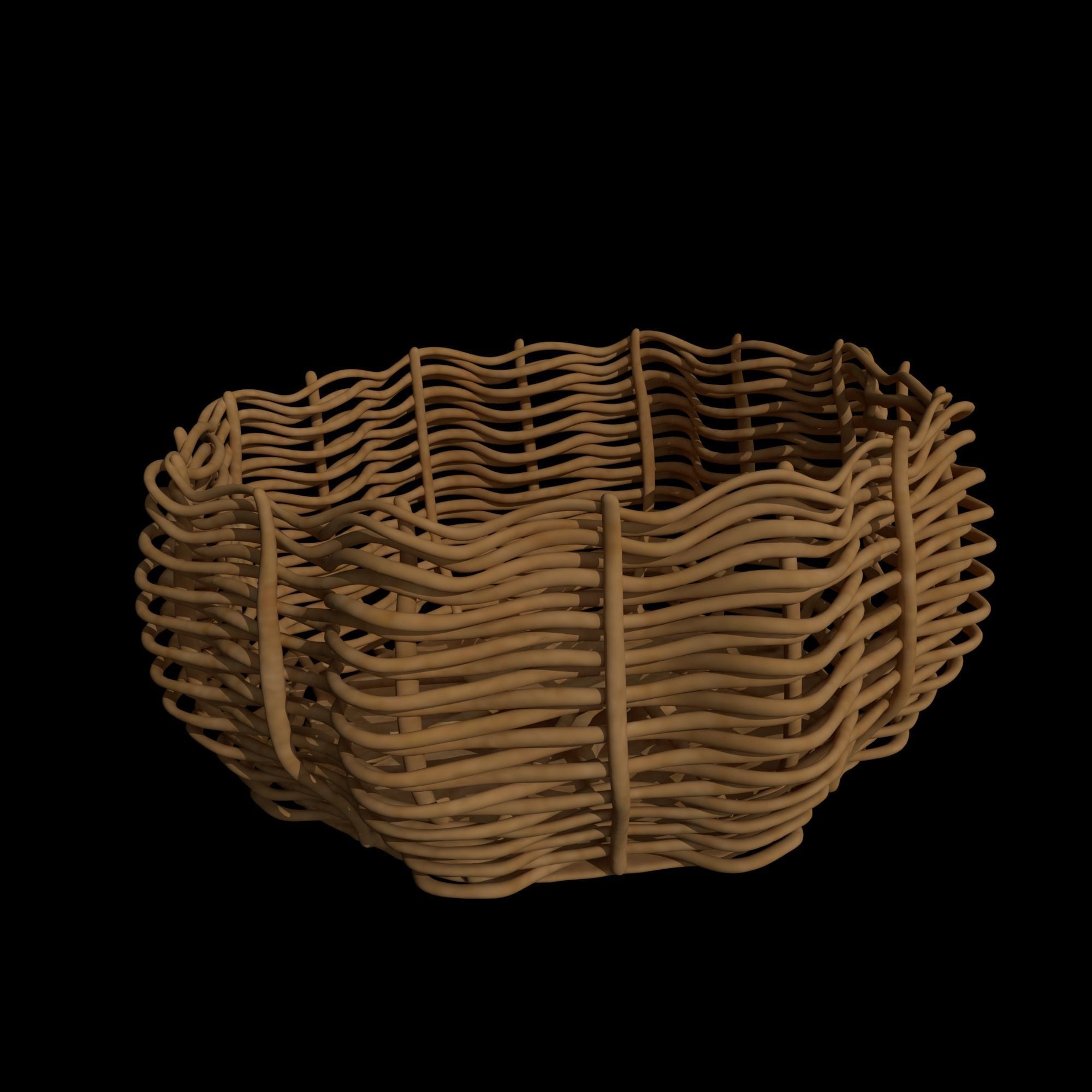 Basket wicker 3D model_1