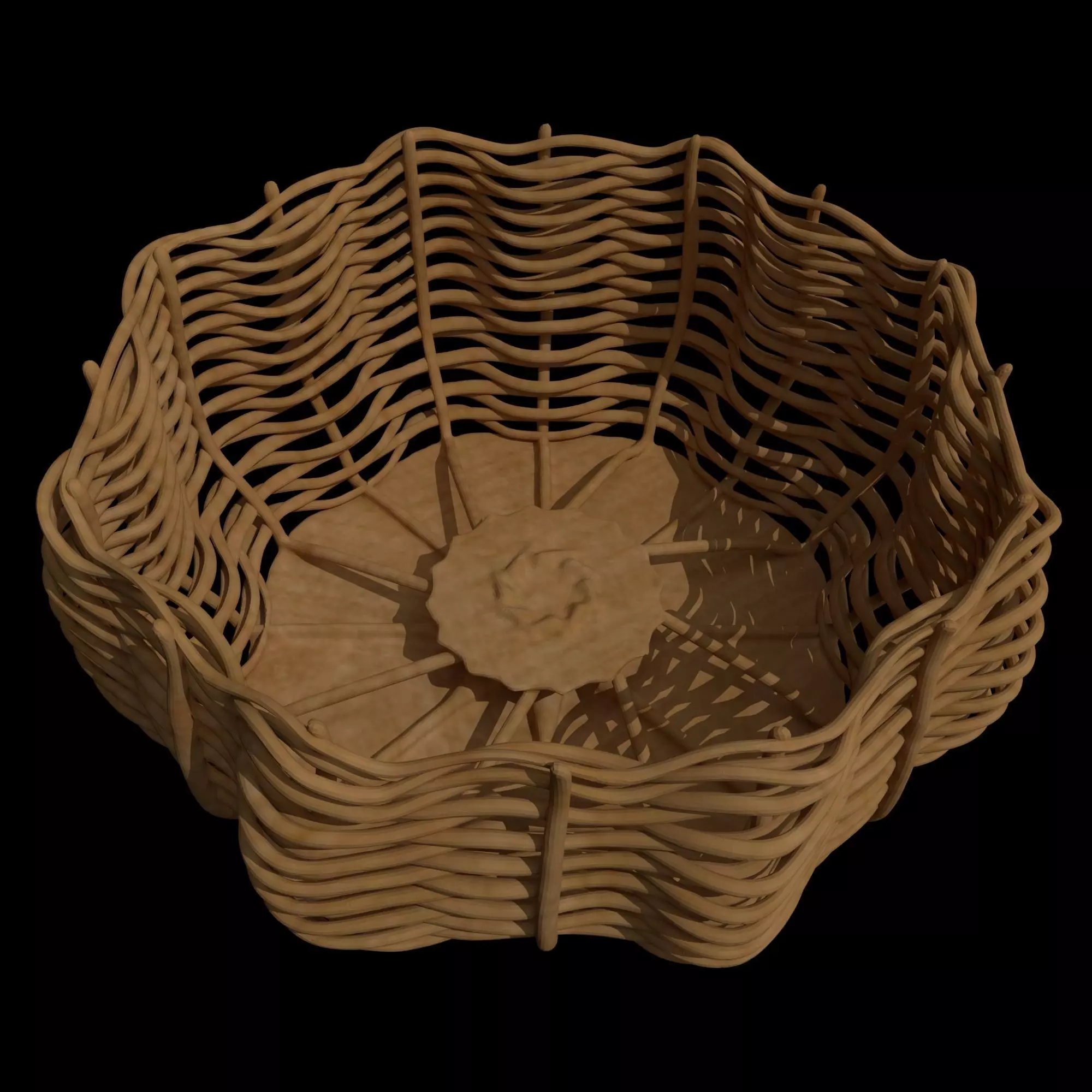 Basket wicker 3D model_0