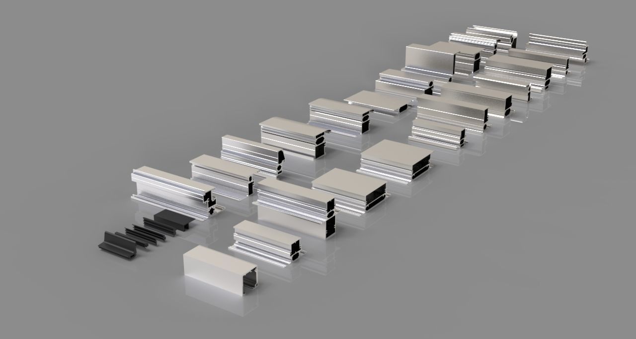 Aluminium profiles 3D model_2