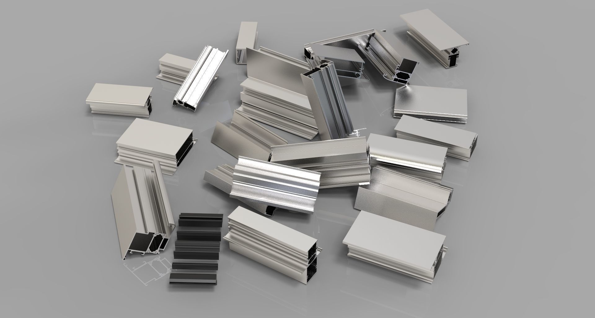 Aluminium profiles 3D model_1