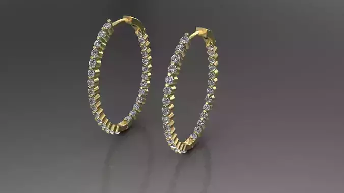 Earrings 1 two gold hoop with diamonds
