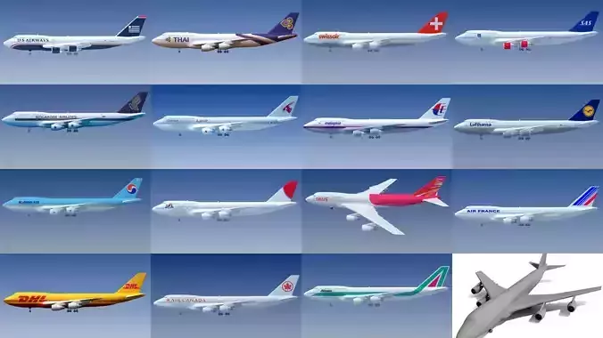 15 Airline Textures 3D Models 3D Model Collection
