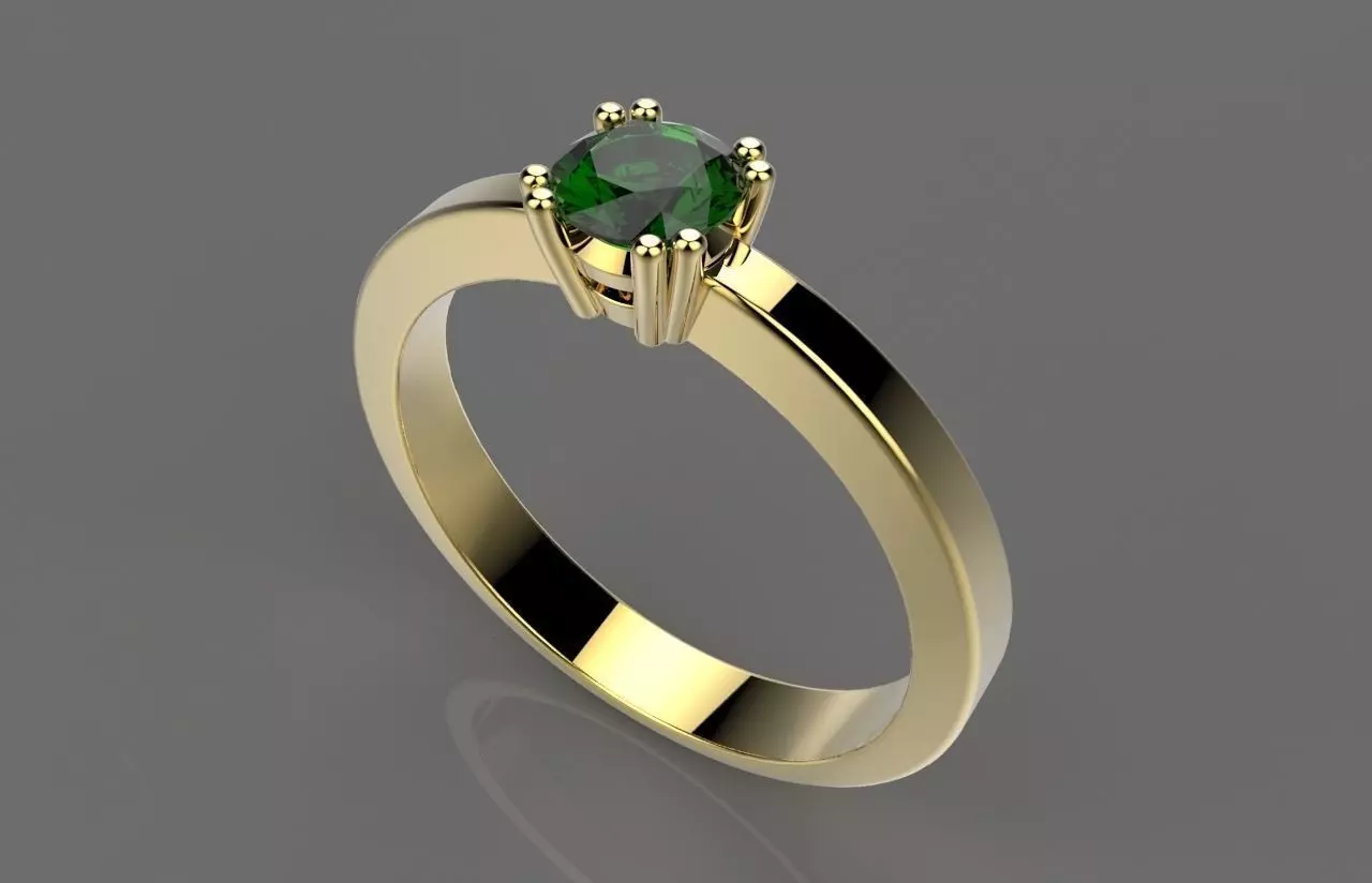 Ring g gold with emerald stone Free 3D print model