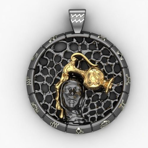 Zodiac sign Aquarius Pendant 3D print model