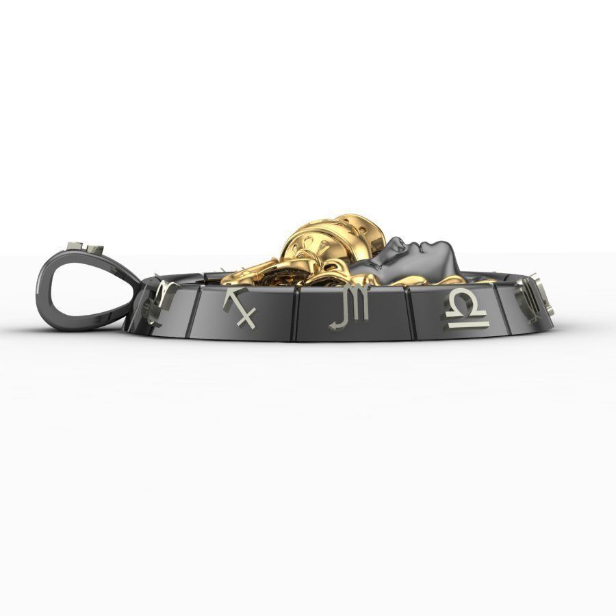 Zodiac sign Aquarius Pendant 3D print model_3