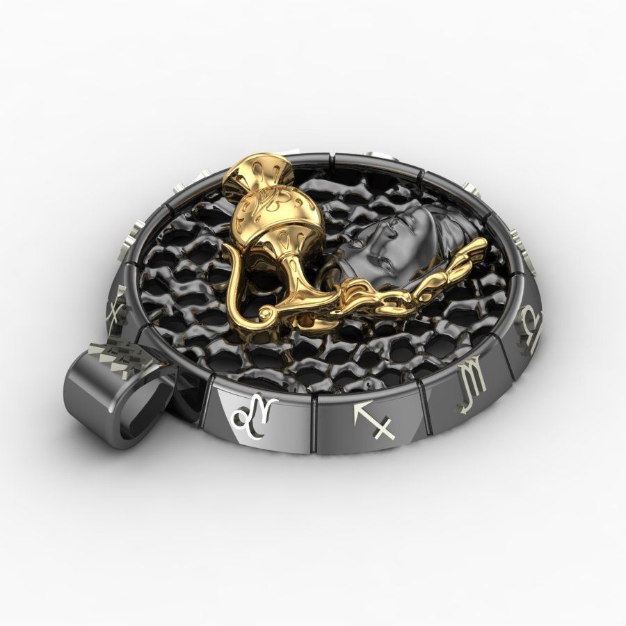 Zodiac sign Aquarius Pendant 3D print model_2