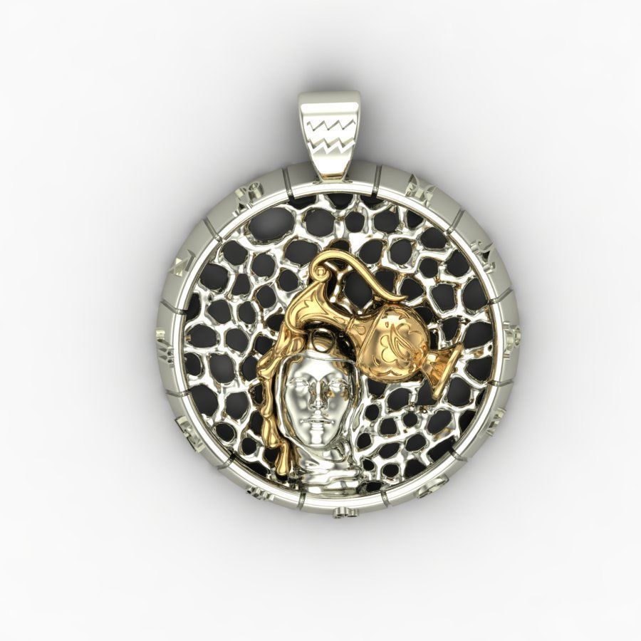 Zodiac sign Aquarius Pendant 3D print model_5