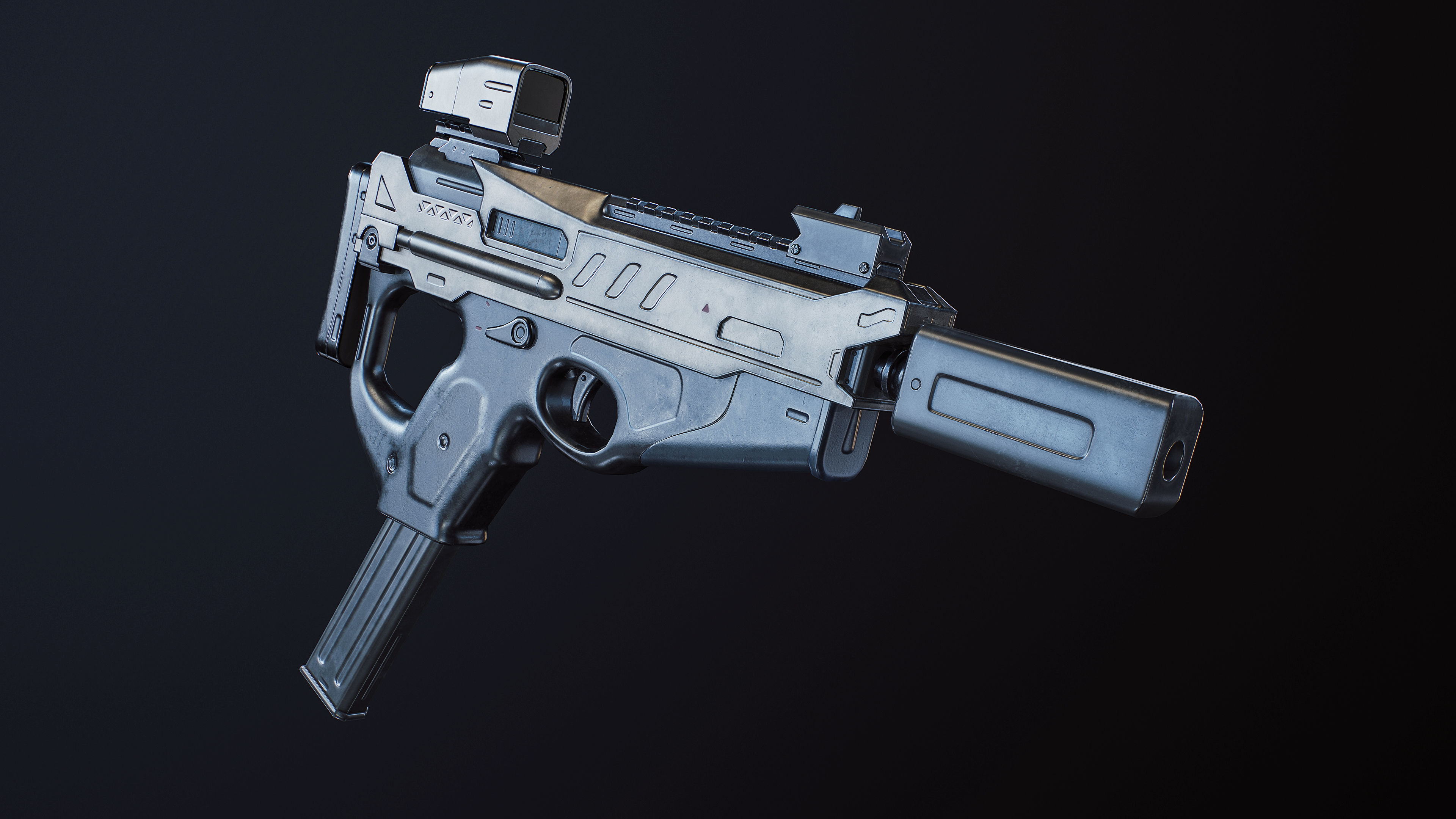 SMG gun SCI-FI Low-poly 3D model