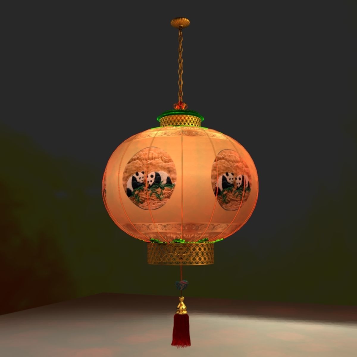 Chinese red lantern 3D model_2