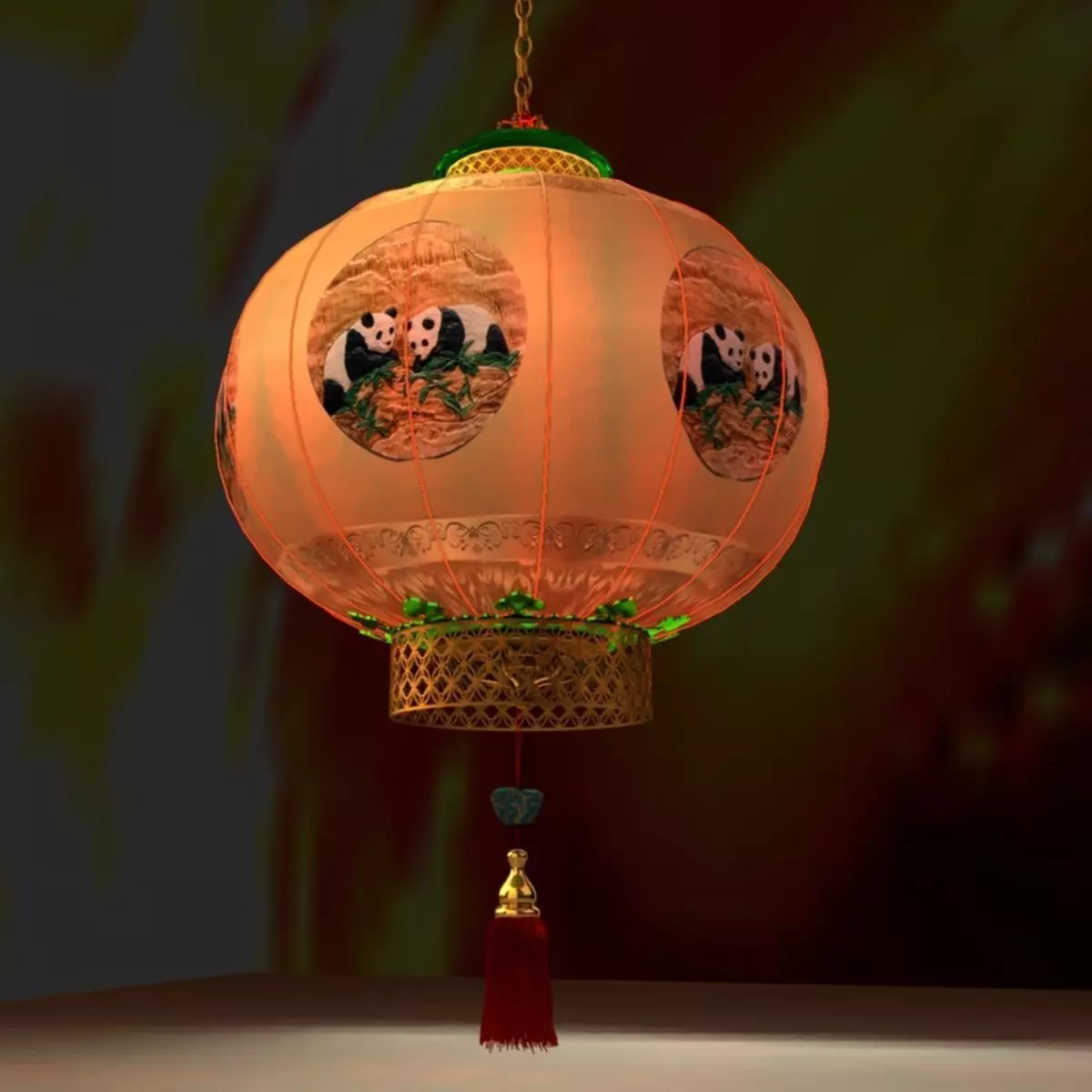 Chinese red lantern 3D model_0