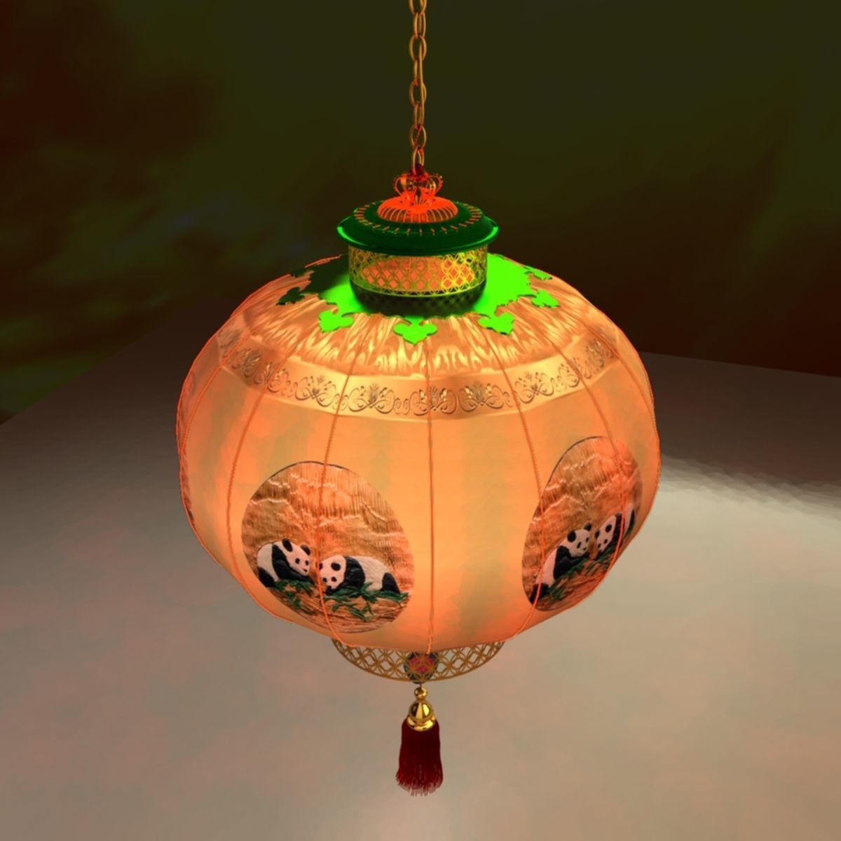 Chinese red lantern 3D model_3