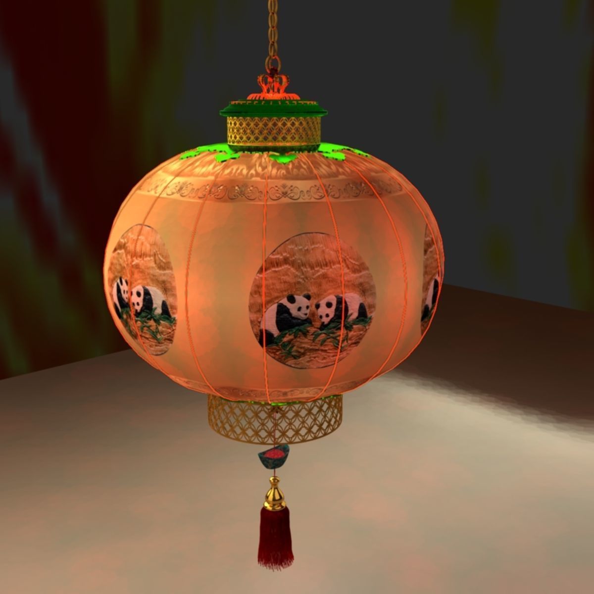 Chinese red lantern 3D model_1