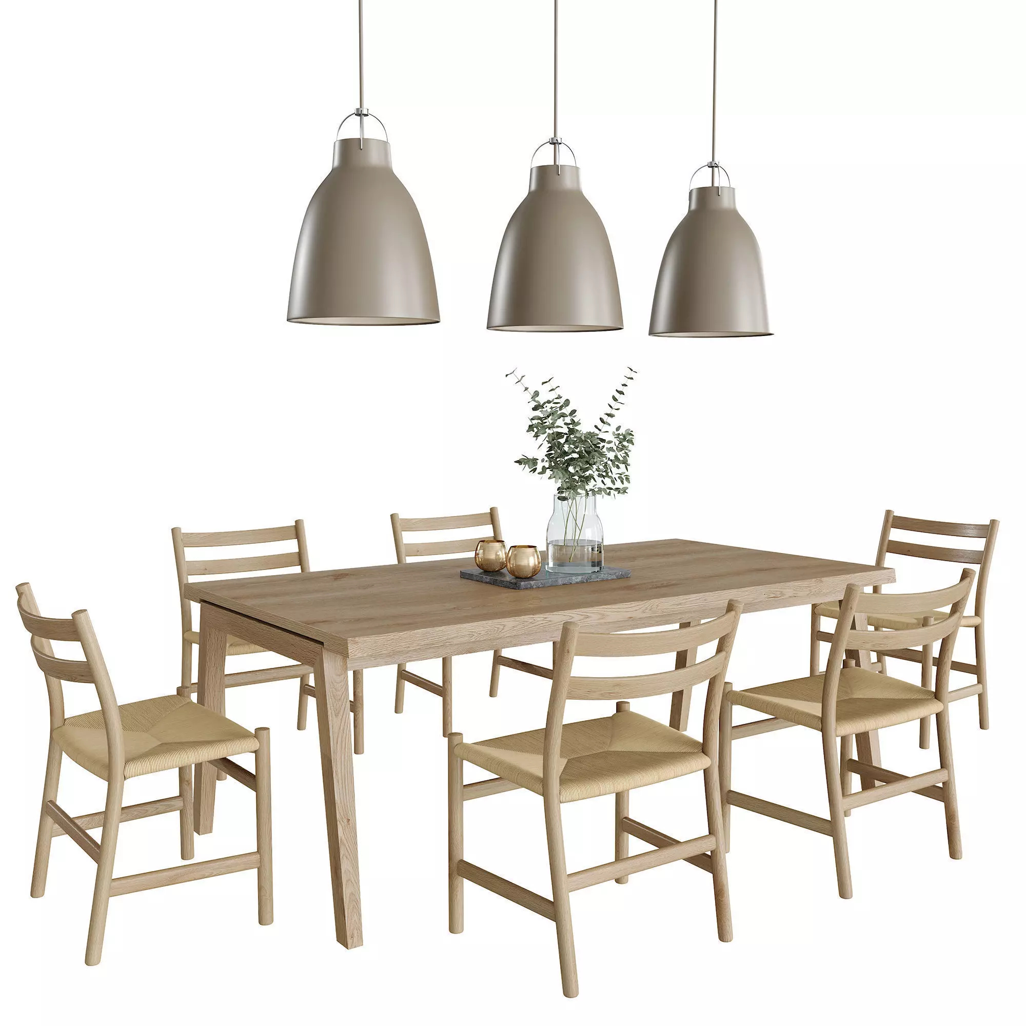 Carl Hansen SH900 and CH47 Dining Set 3D model_0