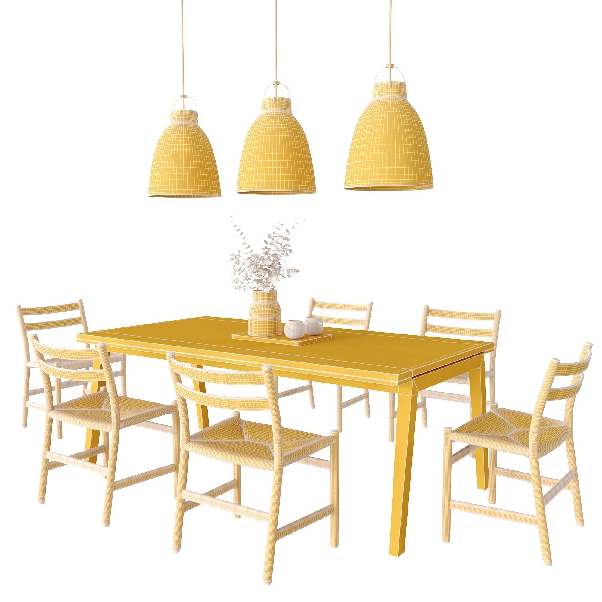 Carl Hansen SH900 and CH47 Dining Set 3D model_4