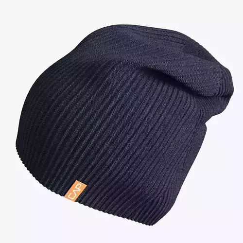 Low poly cap navy beanie with orange tag Low-poly 3D model