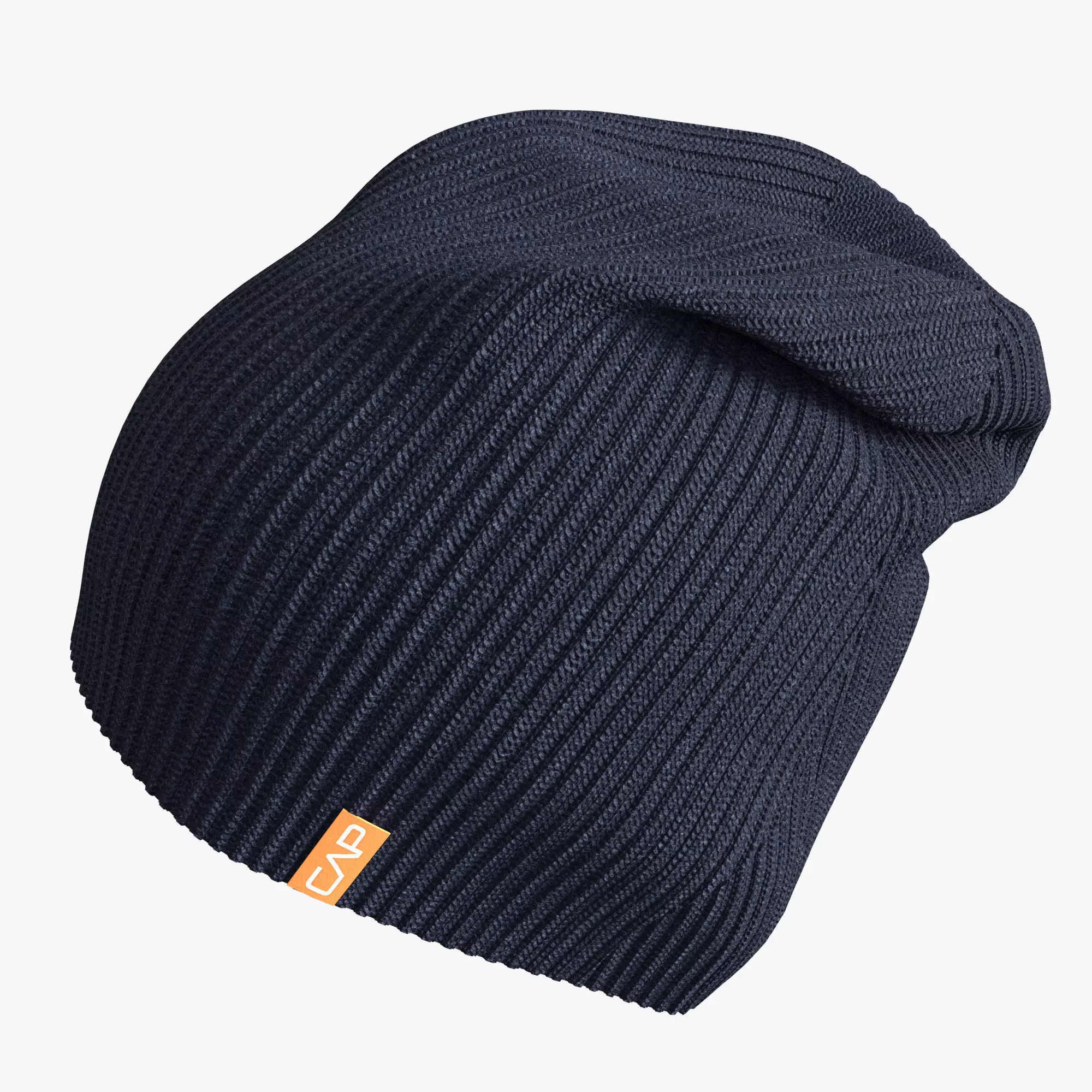 Low poly cap navy beanie with orange tag Low-poly 3D model