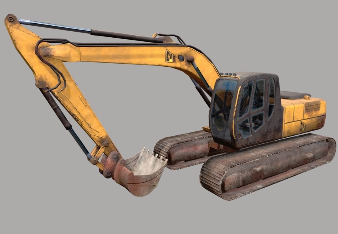 Excavator Low-poly 3D model_9