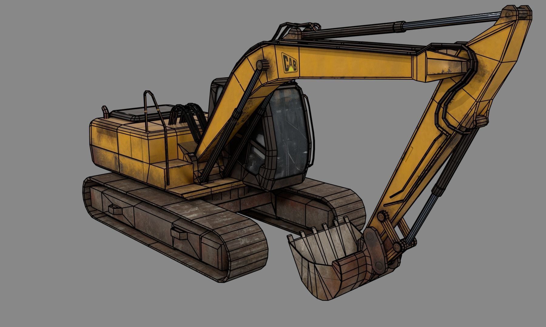 Excavator Low-poly 3D model_4