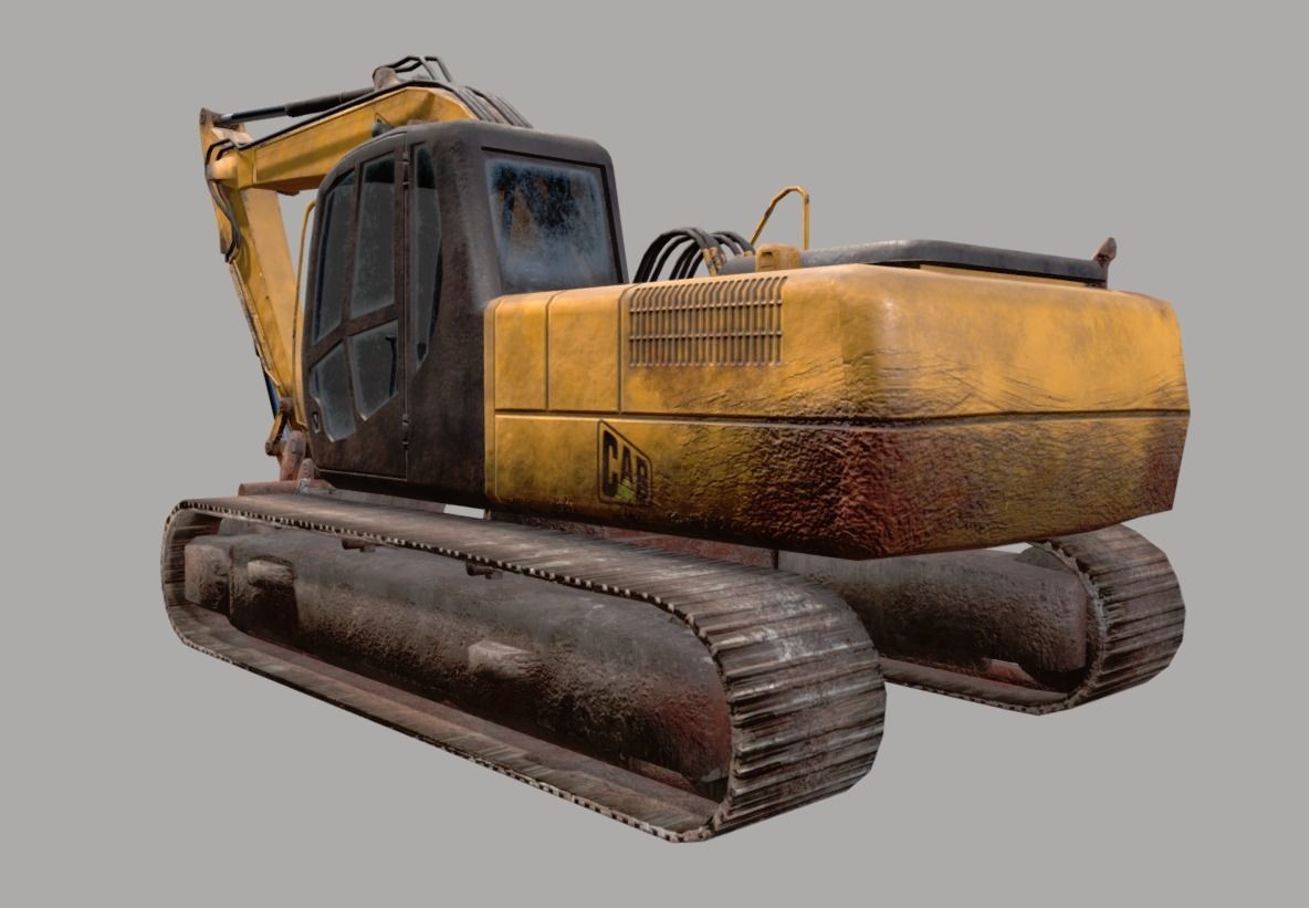 Excavator Low-poly 3D model_8