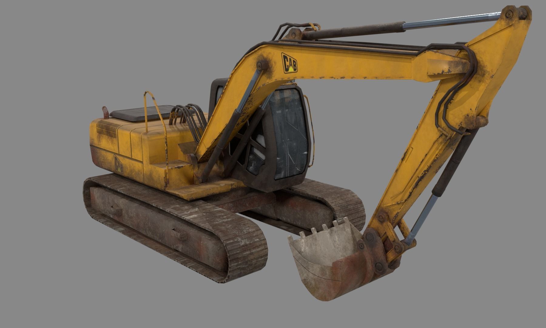 Excavator Low-poly 3D model_3