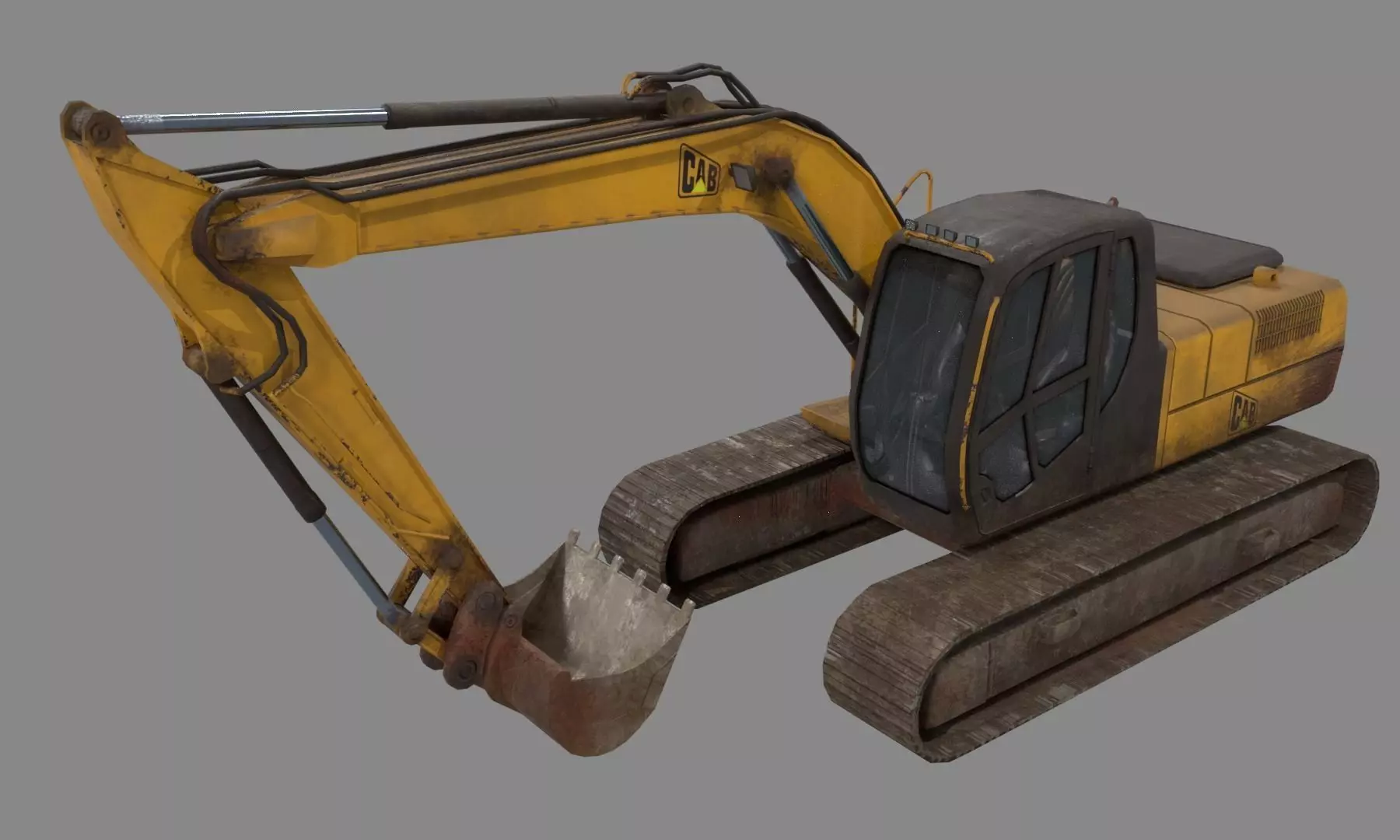 Excavator Low-poly 3D model_0
