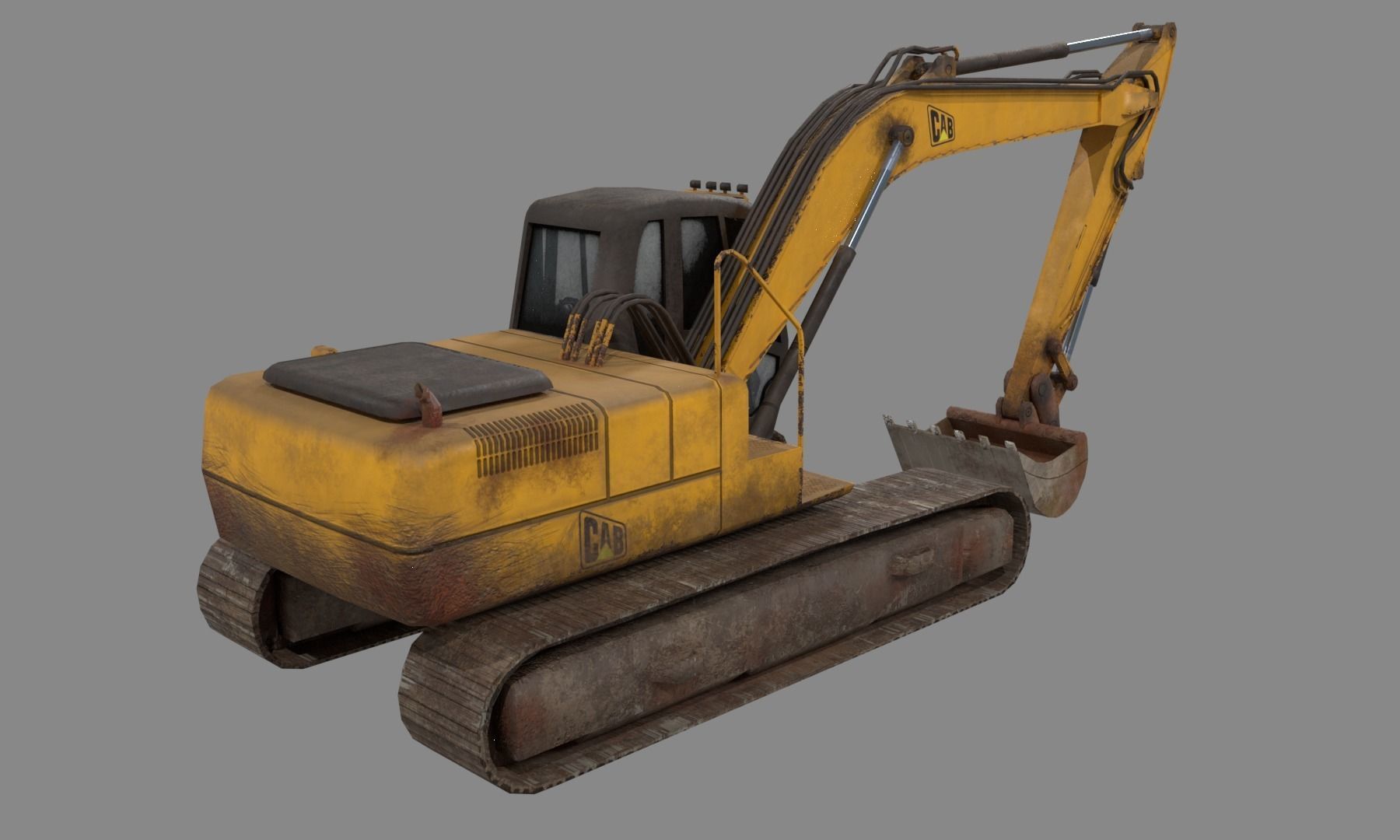 Excavator Low-poly 3D model_2