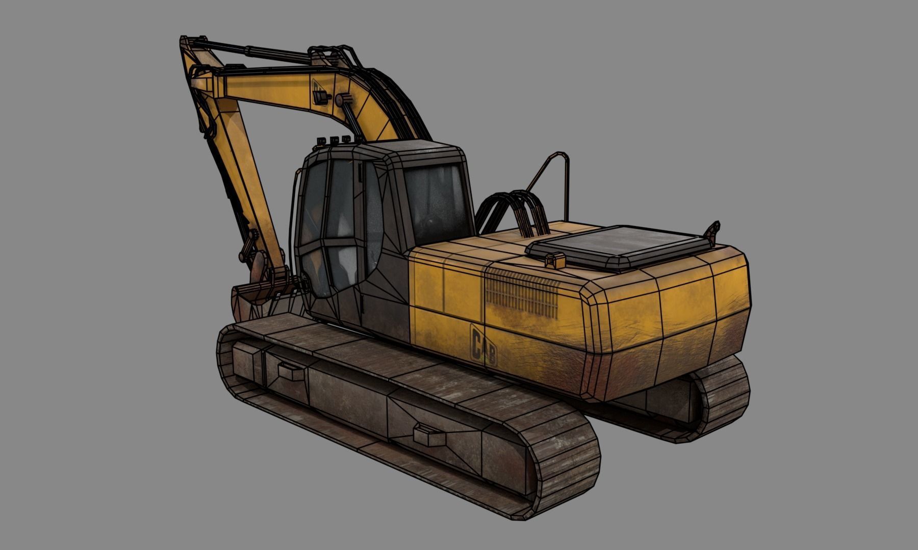 Excavator Low-poly 3D model_5