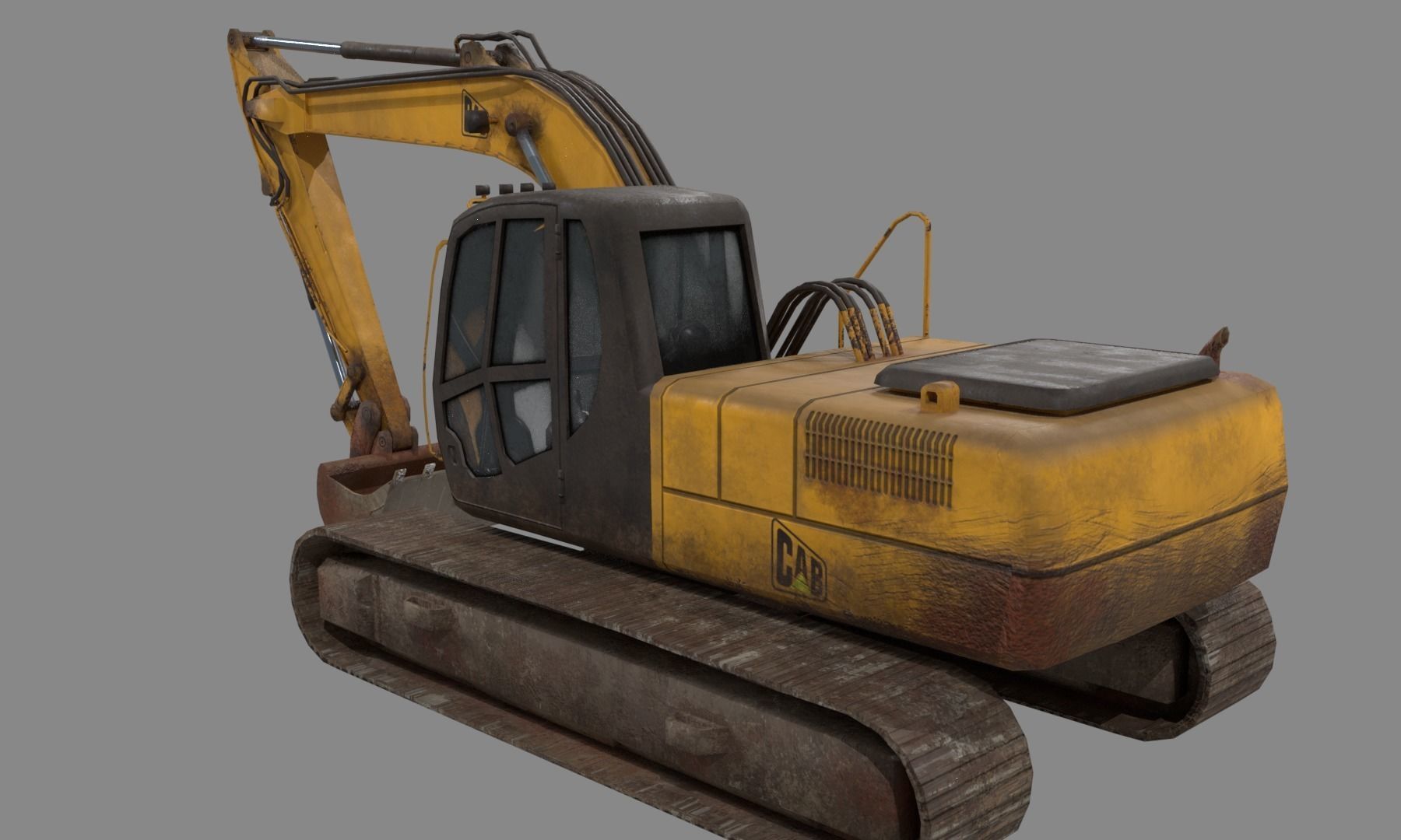 Excavator Low-poly 3D model_1